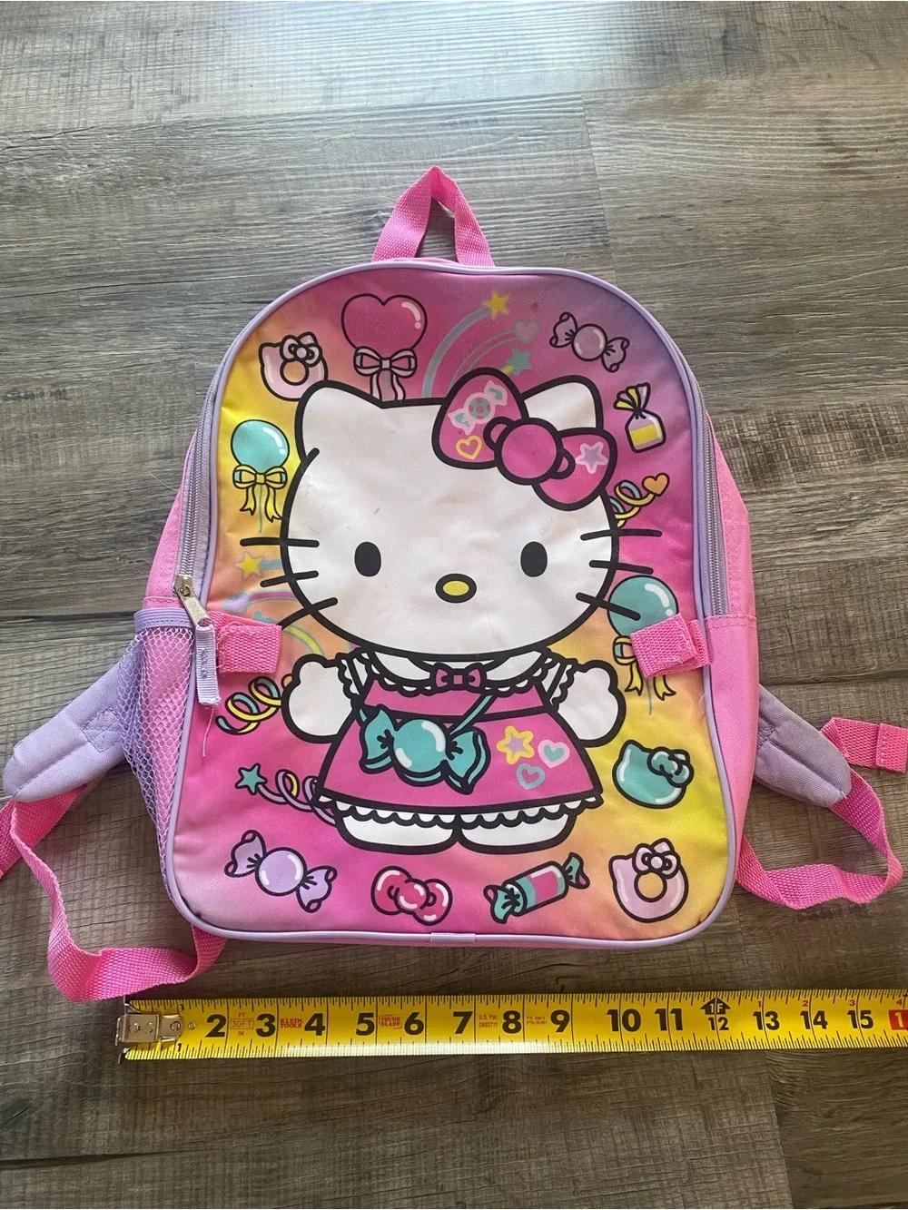 Hello Kitty Sanrio Pink & Purple Back Pack with Pastel Glitter Candy Design